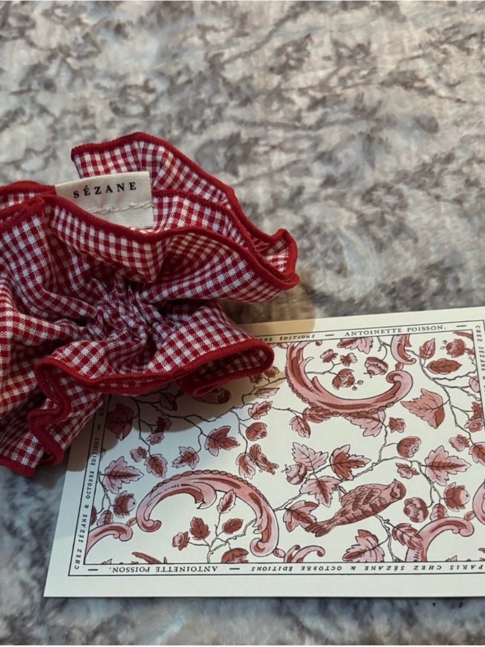 Sezane Red Gingham Hair Scrunchie - Ruffle Detail NWB - Picture 3 of 3